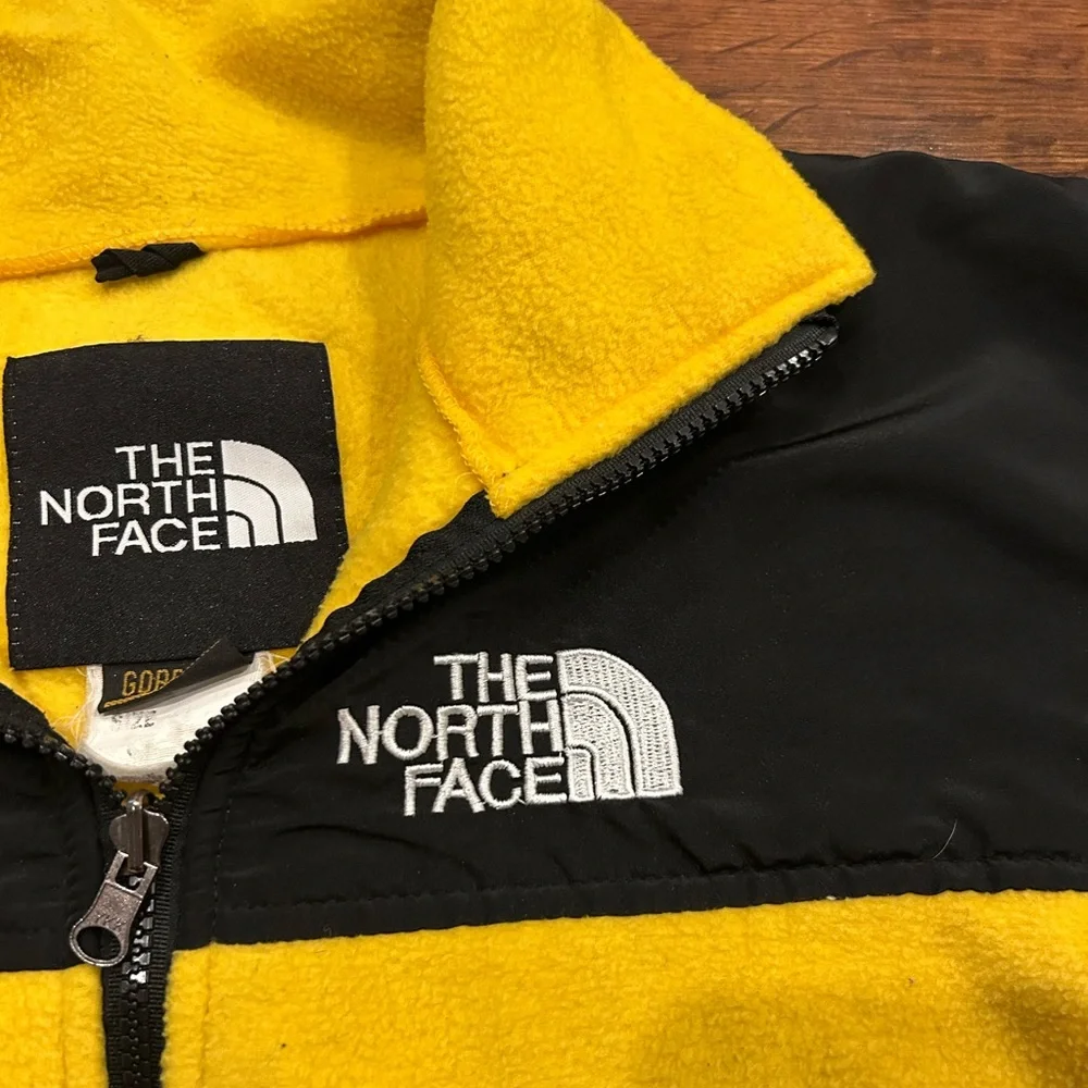 VTG 90s The North Face Denali Fleece Jacket Yellow Black Size Small Gore-Tex